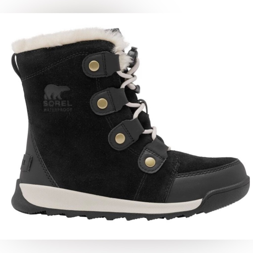 SOREL Kids Whitney™ II Short Lace Waterproof  Black Snow Boot Youth 4.